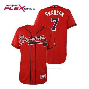 Camiseta Beisbol Hombre Atlanta Braves Dansby Swanson Flex Base Autentico Collezione Alternato 2019 Rojo
