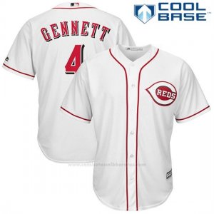 Camiseta Beisbol Hombre Cincinnati Reds Scooter Gennett 4 Blanco Cool Base