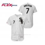 Camiseta Beisbol Hombre Chicago White Sox Tim Anderson 150th Aniversario Patch Flex Base Blanco Negro