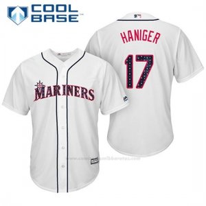 Camiseta Beisbol Hombre Seattle Mariners 2017 Estrellas y Rayas Mitch Haniger Blanco Cool Base
