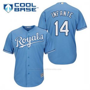 Camiseta Beisbol Hombre Kansas City Royals Omar Infante 14 Powder Azul Alterno Cool Base