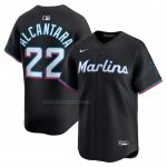 Camiseta Beisbol Hombre Miami Marlins Sandy Alcantara Alterno Limited Negro