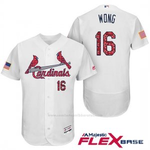 Camiseta Beisbol Hombre St. Louis Cardinals 2017 Estrellas y Rayas Kolten Wong Blanco Flex Base