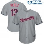 Camiseta Beisbol Hombre Kansas City Royals 2017 Estrellas y Rayas Salvador Perez Gris Cool Base