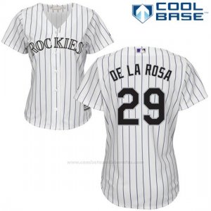 Camiseta Beisbol Mujer Colorado Rockies Jorge De La Rosa 29 Blanco Autentico Coleccion Cool Base