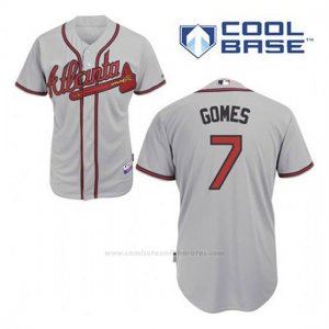 Camiseta Beisbol Hombre Atlanta Braves 7 Jonny Gomes Gris Cool Base