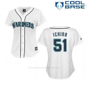 Camiseta Beisbol Hombre Seattle Mariners Ichiro Suzuki 51 Blanco Cool Base