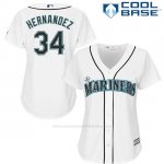 Camiseta Beisbol Mujer Seattle Mariners 34 Felix Hernandez Blanco Cool Base