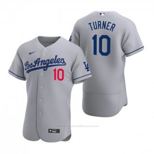 Camiseta Beisbol Hombre Los Angeles Dodgers Justin Turner Autentico 2020 Road Gris