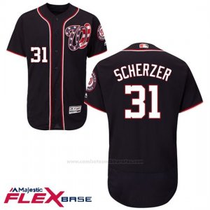 Camiseta Beisbol Hombre Washington Nationals Max Scherzer Azul Estrellas y Rayas Flex Base