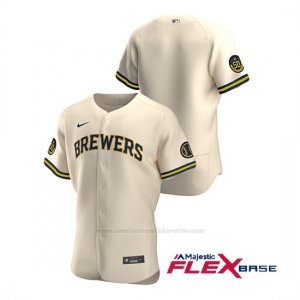 Camiseta Beisbol Hombre Milwaukee Brewers Autentico 2020 Alternato Crema