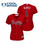 Camiseta Beisbol Mujer Atlanta Braves Ozzie Albies Cool Base Majestic Alternato 2019 Rojo