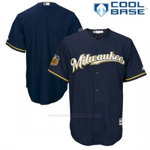 Camiseta Beisbol Hombre Milwaukee Brewers Azul 2017 Entrenamiento de Primavera Cool Base