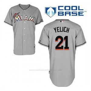Camiseta Beisbol Hombre Miami Marlins Christian Yelich 21 Gris Cool Base