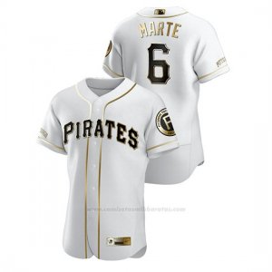 Camiseta Beisbol Hombre Pittsburgh Pirates Starling Marte Golden Edition Autentico Blanco