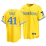 Camiseta Beisbol Hombre Boston Red Sox Chris Sale 2021 City Connect Replica Oro
