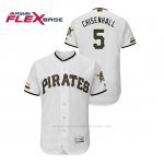 Camiseta Beisbol Hombre Pittsburgh Pirates Lonnie Chisenhall 150th Aniversario Patch Autentico Flex Base Blanco