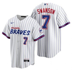 Camiseta Beisbol Hombre Atlanta Braves Dansby Swanson Replica 2021 City Connect Blanco