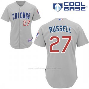 Camiseta Beisbol Hombre Chicago Cubs 27 Addison Russell Gris Cool Base