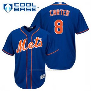 Camiseta Beisbol Hombre New York Mets Gary Carter 8 Azul Alterno 1ª Cool Base