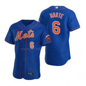 Camiseta Beisbol Hombre New York Mets Starling Marte Autentico Alterno Azul
