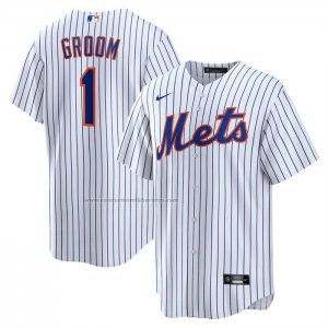 Camiseta Beisbol Hombre New York Mets NO 1 Groom Primera Replica Blanco