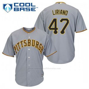 Camiseta Beisbol Hombre Pittsburgh Pirates Francisco Liriano 47 Gris Cool Base