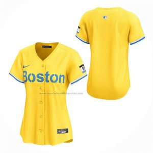 Camiseta Beisbol Mujer Boston Red Sox City Connect Limited Amarillo