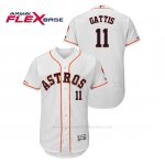 Camiseta Beisbol Hombre Houston Astros Evan Gattis 150th Aniversario Patch Flex Base Blanco