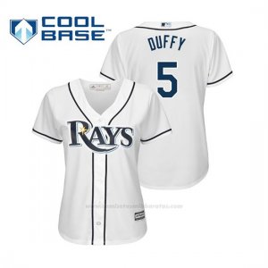 Camiseta Beisbol Mujer Tampa Bay Rays Matt Duffy Cool Base Majestic Home 2019 Blanco