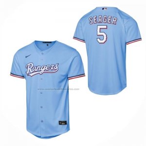 Camiseta Beisbol Nino Texas Rangers Corey Seager Alterno Replica Azul Claro