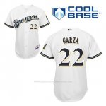 Camiseta Beisbol Hombre Milwaukee Brewers Matt Garza 22 Blanco 1ª Cool Base