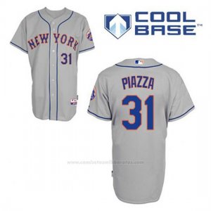 Camiseta Beisbol Hombre New York Mets Mike Piazza 31 Gris Cool Base