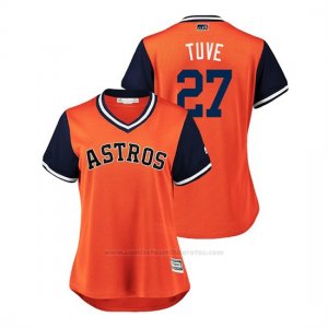 Camiseta Beisbol Mujer Houston Astros Jose Altuve 2018 Llws Players Weekend Tuve Orange