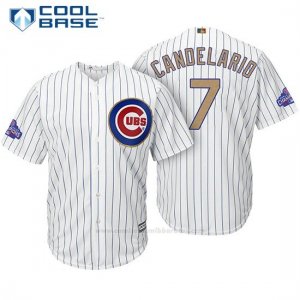 Camiseta Beisbol Hombre Chicago Cubs 7 Jeimer Candelario Blanco Oro Program Cool Base