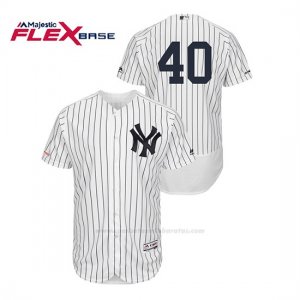 Camiseta Beisbol Hombre New York Yankees Luis Severino 150th Aniversario Patch Flex Base Blanco