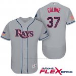 Camiseta Beisbol Hombre Tampa Bay Rays 2017 Estrellas y Rayas Alex Colome Gris Flex Base