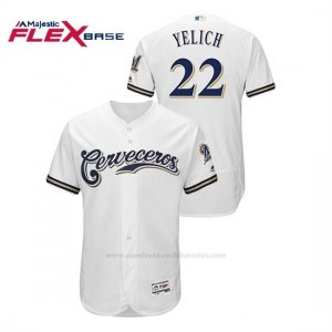 Camiseta Beisbol Hombre Milwaukee Brewers Christian Yelich Flex Base Primera Hispanic Heritage Blanco