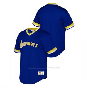 Camiseta Beisbol Hombre Seattle Mariners Cooperstown Collection Mesh Wordmark V-Neck Azul