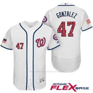 Camiseta Beisbol Hombre Washington Nationals 2017 Estrellas y Rayas Gio Gonzalez Blanco Flex Base