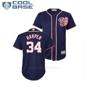 Camiseta Beisbol Nino Washington Nationals Bryce Harper Cool Base Alterno Replica Azul