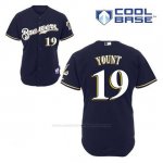 Camiseta Beisbol Hombre Milwaukee Brewers Robin Yount 19 Azul Azul Alterno Cool Base