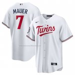 Camiseta Beisbol Hombre Minnesota Twins Joe Mauer Hall of Fame Primera Replica Blanco
