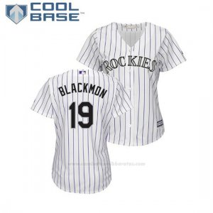 Camiseta Beisbol Mujer Rockies Charlie Negromon Cool Base Replica Blanco