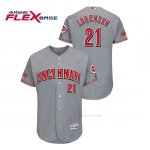 Camiseta Beisbol Hombre Cincinnati Reds Michael Lorenzen 150th Aniversario Patch Flex Base Gris