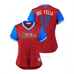 Camiseta Beisbol Mujer Philadelphia Phillies Rhys Hoskins 2018 Llws Players Weekend Big Fella Scarlet