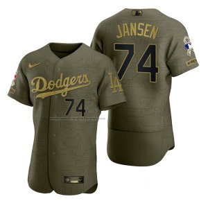 Camiseta Beisbol Hombre Los Angeles Dodgers Kenley Jansen Camuflaje Digital Verde 2021 Salute To Service