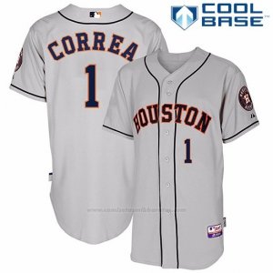 Camiseta Beisbol Hombre Houston Astros Carlos Correa Autentico Coleccion Gris Cool Base
