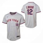 Camiseta Beisbol Nino New York Mets Francisco Lindor Segunda Limited Gris Camiseta Beisbol Nino New York Mets Francisco Lindor Segunda Limited Gris