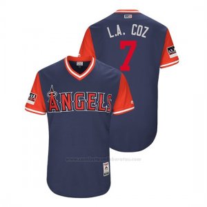 Camiseta Beisbol Hombre Los Angeles Angels Zack Cozart 2018 Llws Players Weekend L.a. Coz Azul